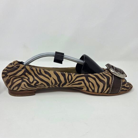 AGL Attilio Giusti Leombruni Shoes Womens Size 39 US 8.5 Peep Toe Flats Animal - Picture 6 of 16